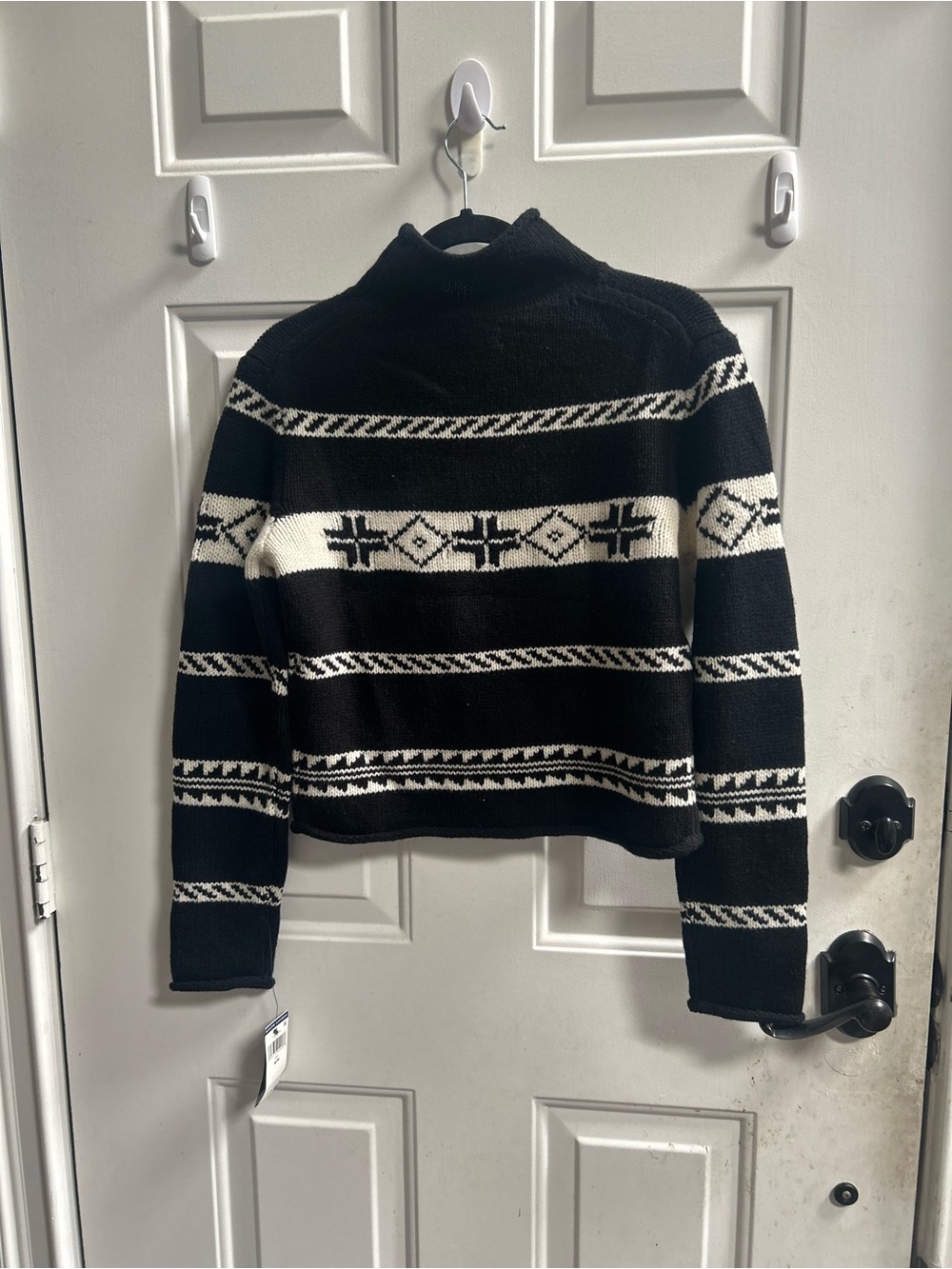 Ralph Lauren Black & White Patterned Turtleneck Sweater - Picture 9 of 15
